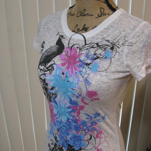 NWOT Express white graphic tee t shirt top XS extra small - Picture 2 of 5